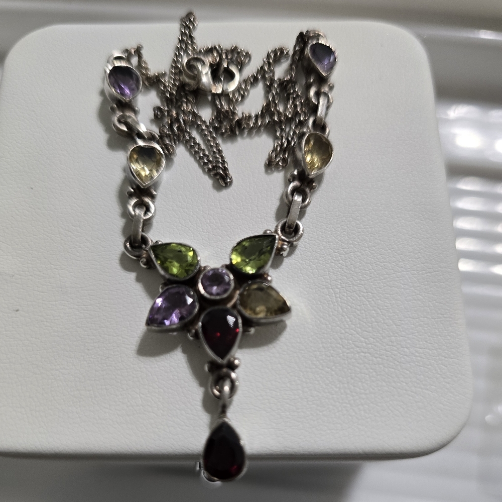 Elegant Multicolor Semi-precious Gemstone Necklace
